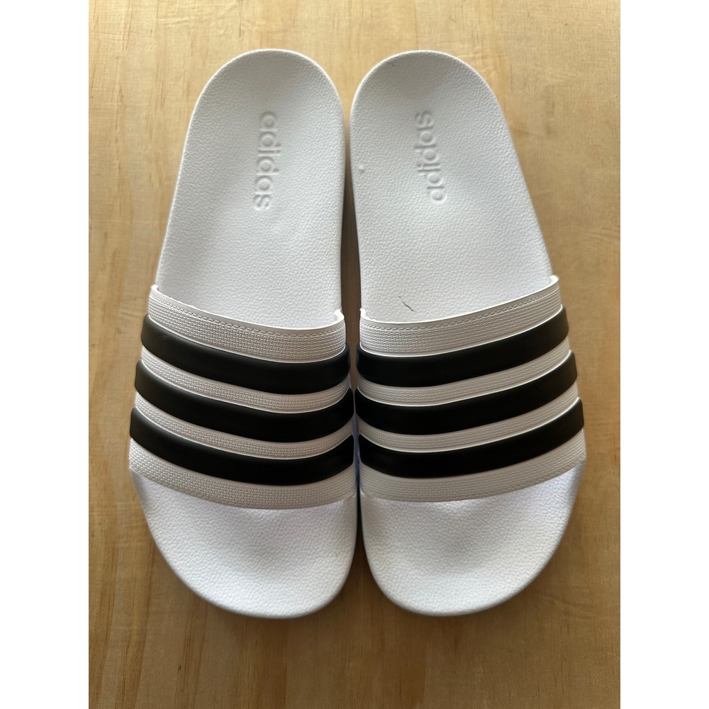 Adidas Adilette Shower Slides White Black Men 10 GZ5921 Cloudfoam Sandals
